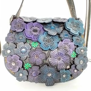 Auth COACH Tea Rose Saddle Bag